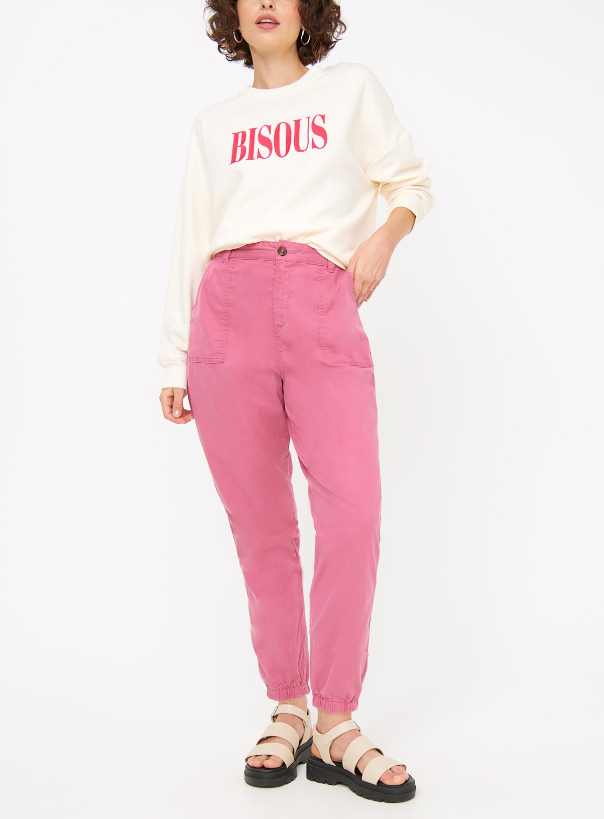 Pink Tea Dye Tapered Leg Trousers 16S