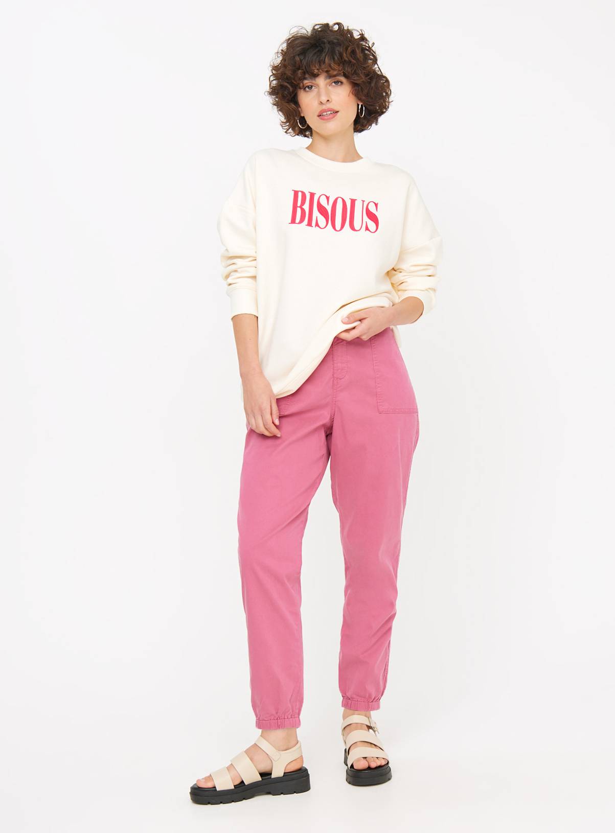 Pink Tea Dye Tapered Leg Trousers  20S - Image 2