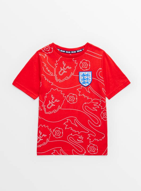 Official FA England Red Football Crest T-Shirt 4 years