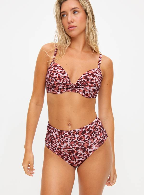 Pink Animal Print High Waisted Bikini Bottoms 14