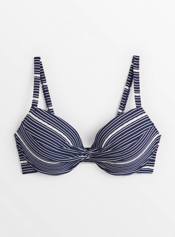 DD+ Nautical Textured Stripe Print Bikini Top 40E