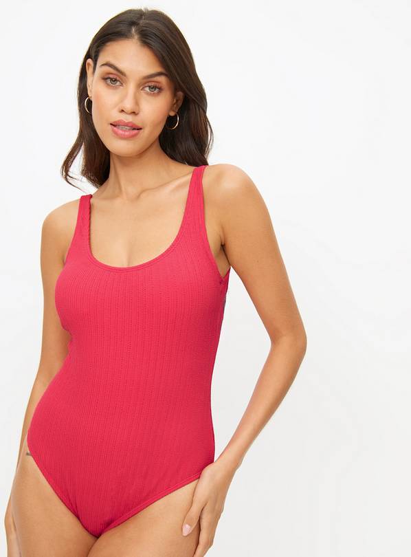 Pink Textured Medium Control Swimsuit 10