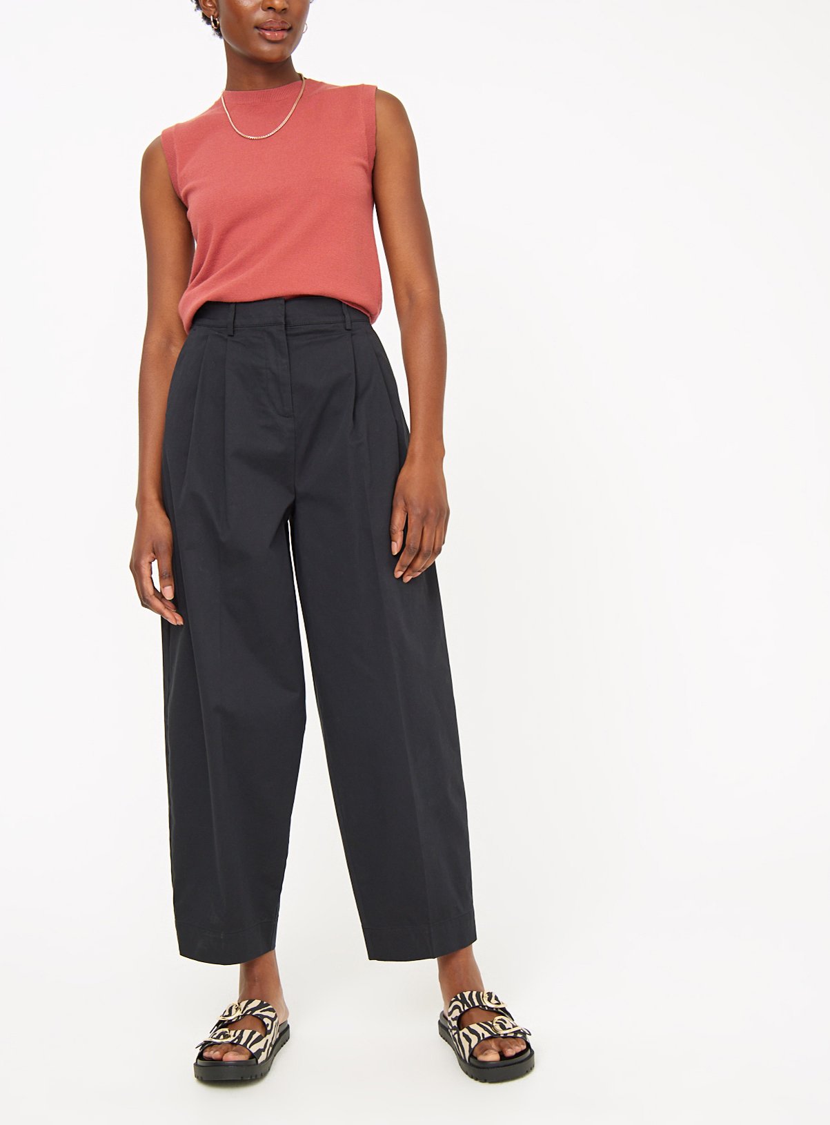 Black Barrel Leg Chino Trousers 10S - Image 1 thumbnail