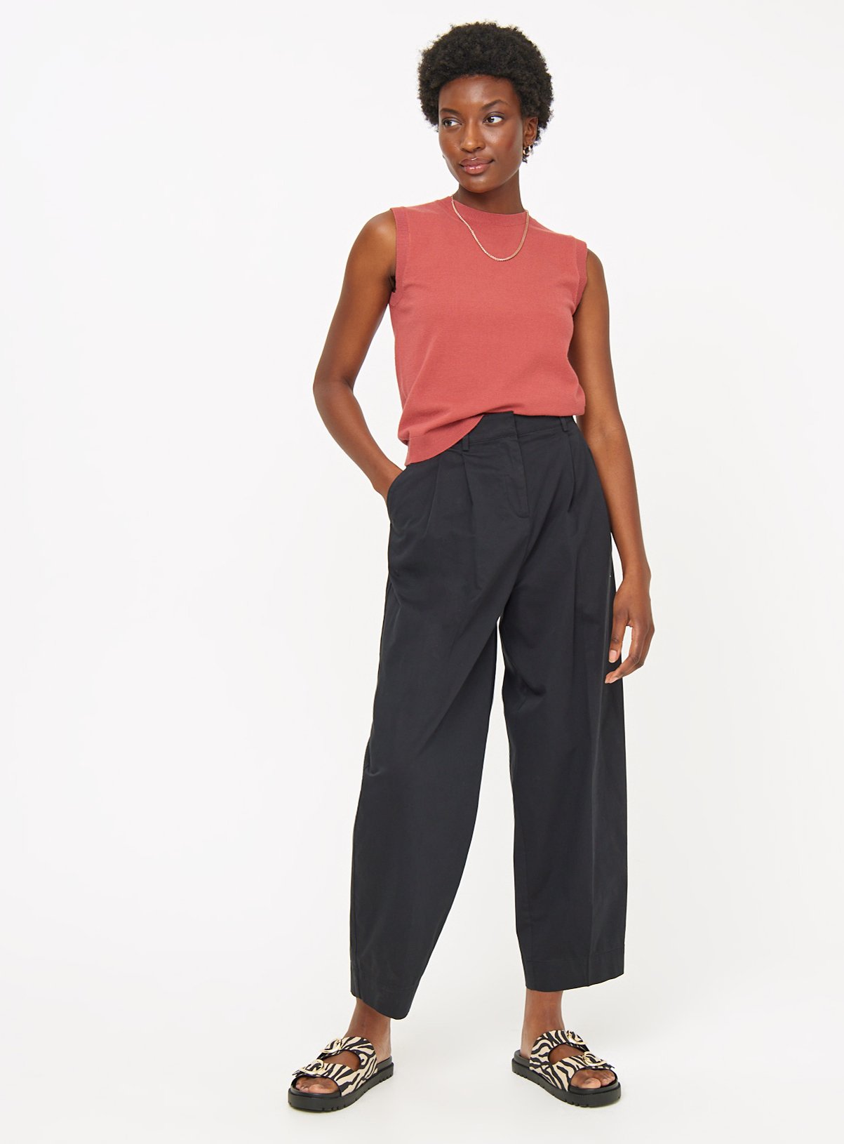 Black Barrel Leg Chino Trousers 10S - Image 2 thumbnail