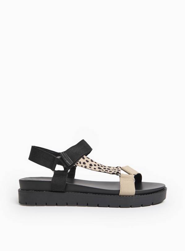Neutral Animal Print Sporty Webbing Sandals  8