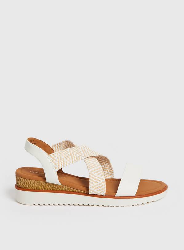 White Wedge Aztec Strap Sandals  7
