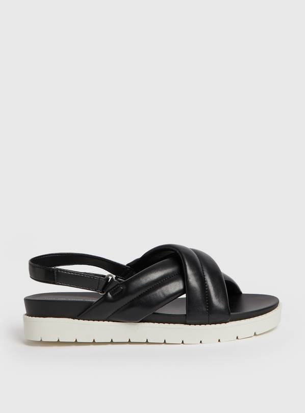 Black Padded Sporty Wedge Sandals 5