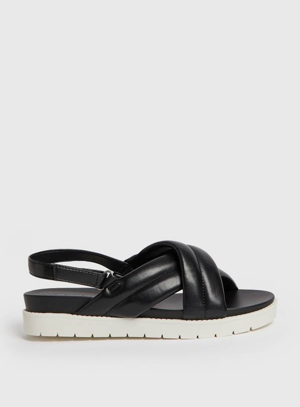 Black Padded Sporty Wedge Sandals 7