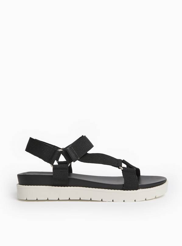 Black Sporty Webbing Sandals 6