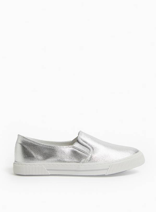 Metallic Silver Skater Trainers 6