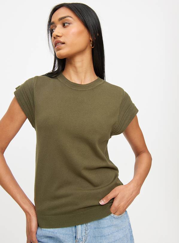 Khaki Fine Knit Angel Sleeve Top 12