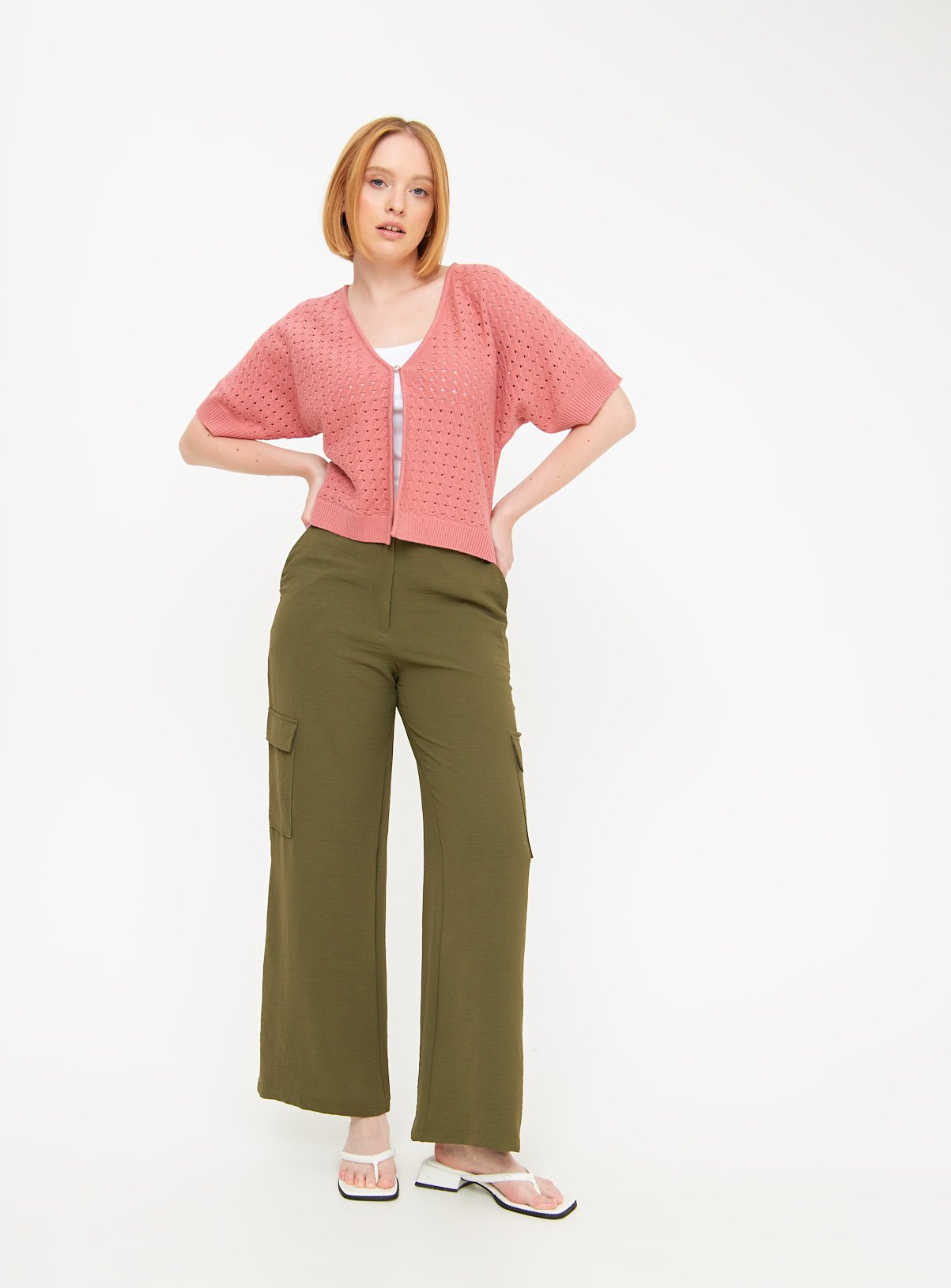 Pink Pointelle Short Sleeve Cardigan 16 - Image 2 thumbnail