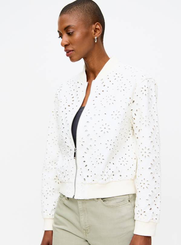 Cream Broderie Embroidered Bomber Jacket 10