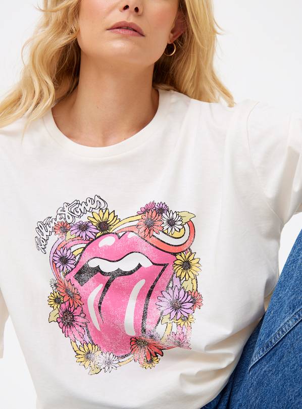 Cream Rolling Stones Oversized Graphic T-Shirt 18