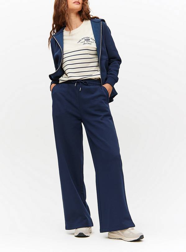 Navy Core Wide Leg Joggers L