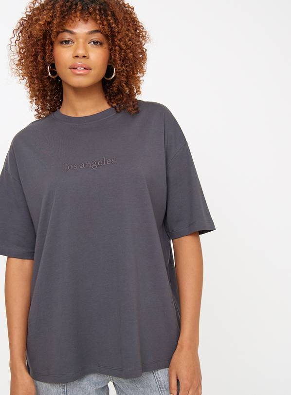 Buy Charcoal LA Graphic Oversized T-Shirt 26 | T-shirts | Argos