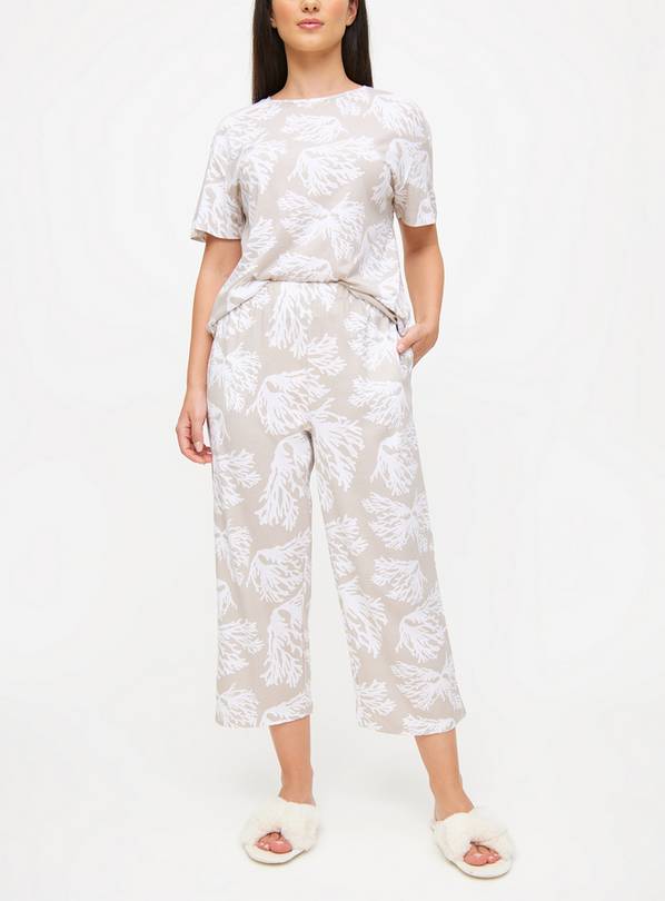 Stone Coord Cropped Pyjama Bottoms S