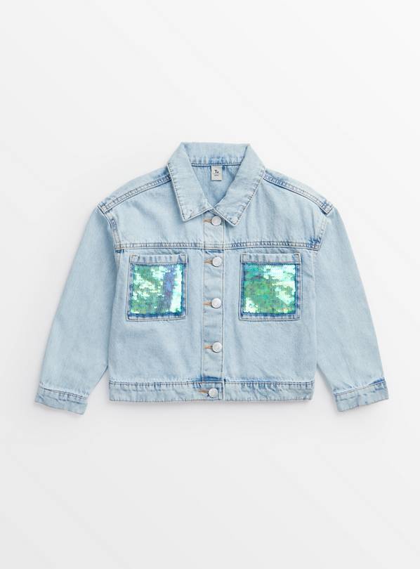 Light Wash Sequin Pocket Denim Jacket 7-8 years