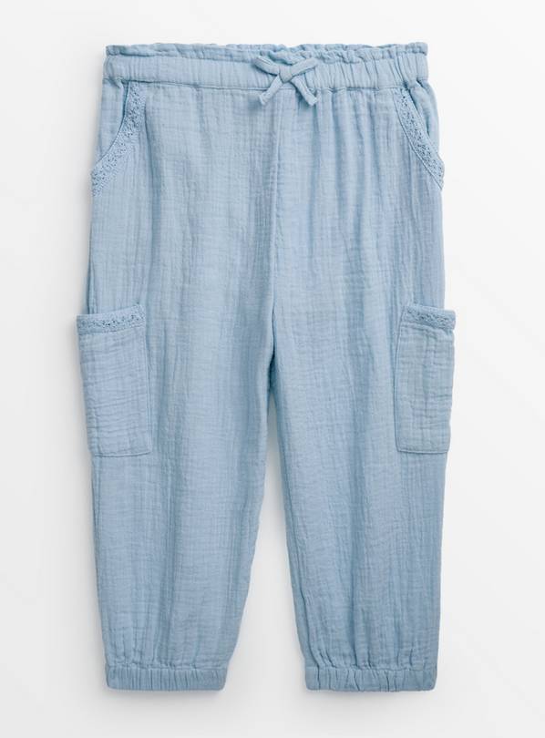 Blue Double Cloth Cargo Trousers  1-2 years