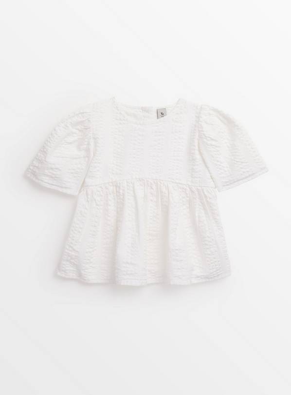White Woven Short Sleeve Top 14 years