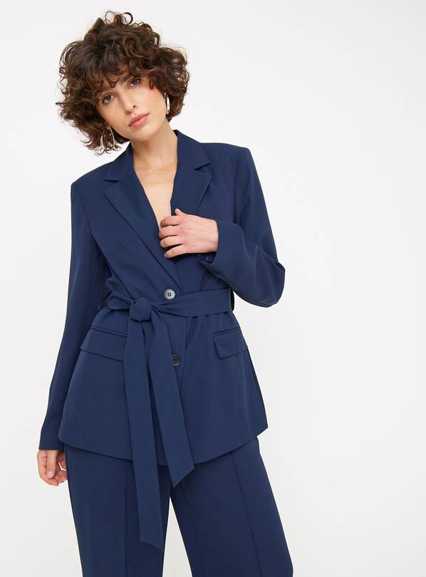 Navy Tailored Belted Blazer 22