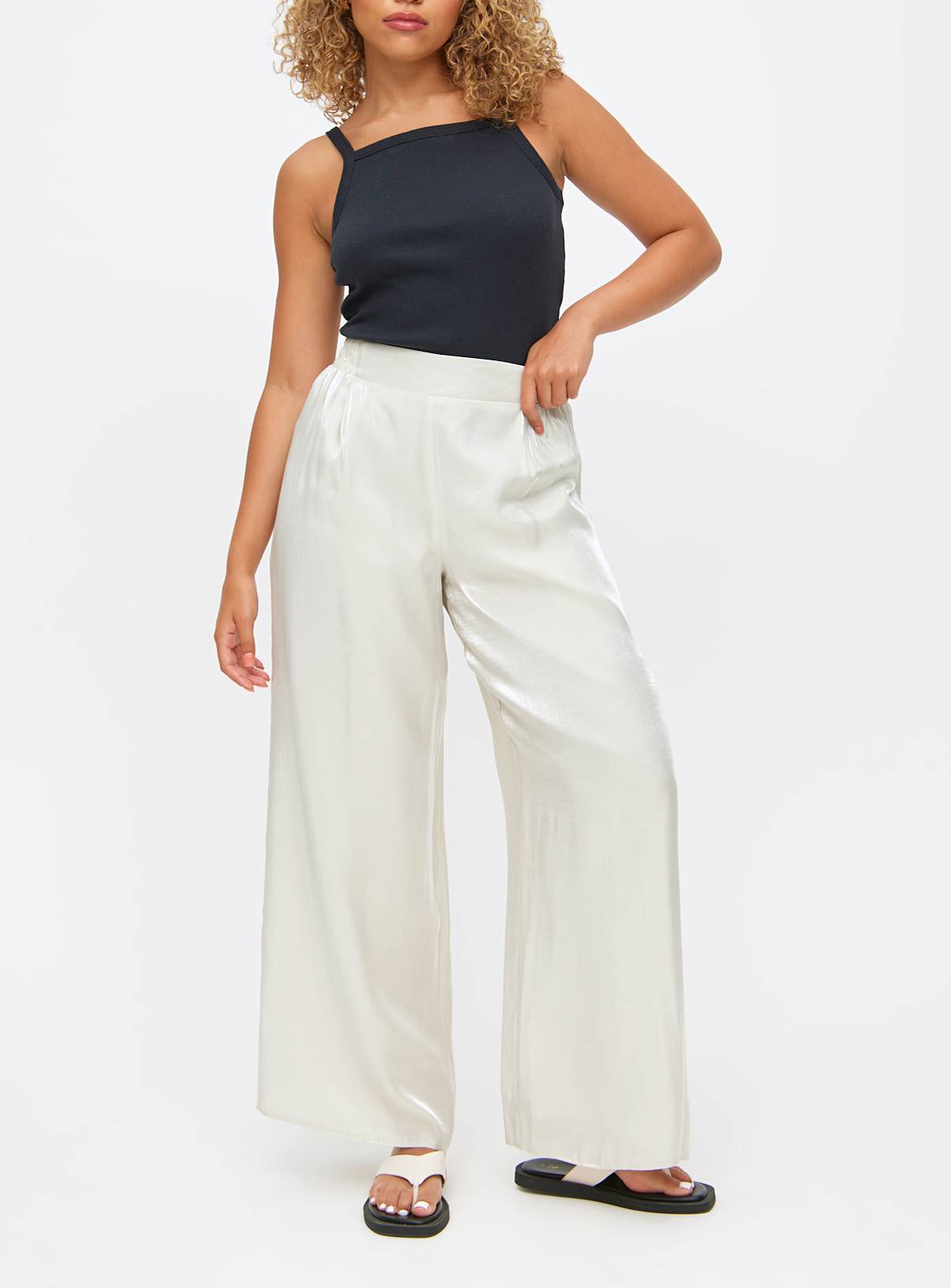 Champagne Shimmer Wide Leg Trousers 10 - Image 1