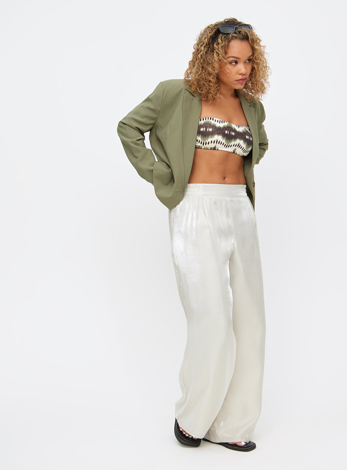 Champagne Shimmer Wide Leg Trousers 10 - Image 2 thumbnail