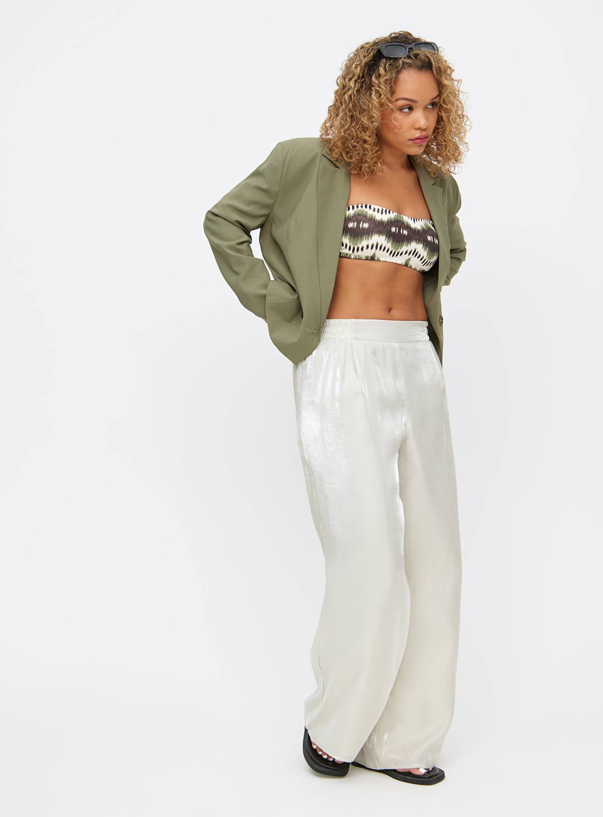 Champagne Shimmer Wide Leg Trousers 10 - Image 2