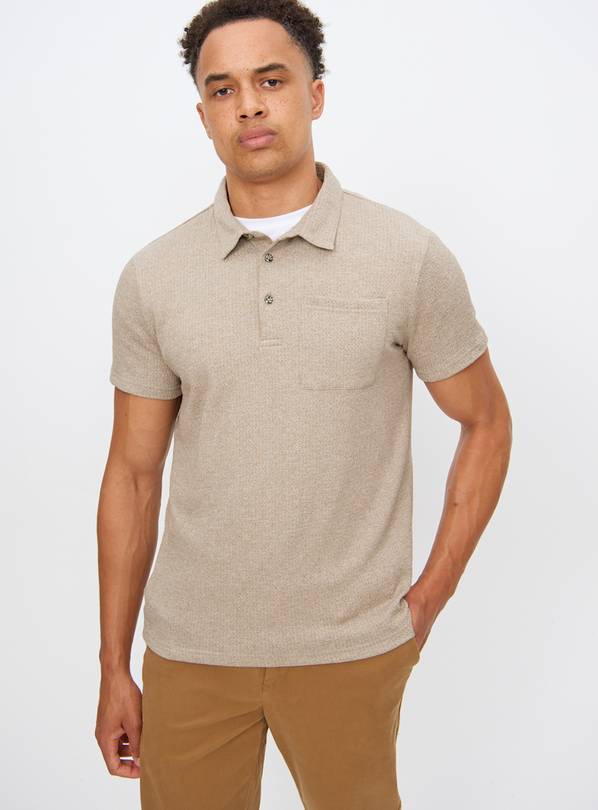 Stone Textured Polo Shirt L