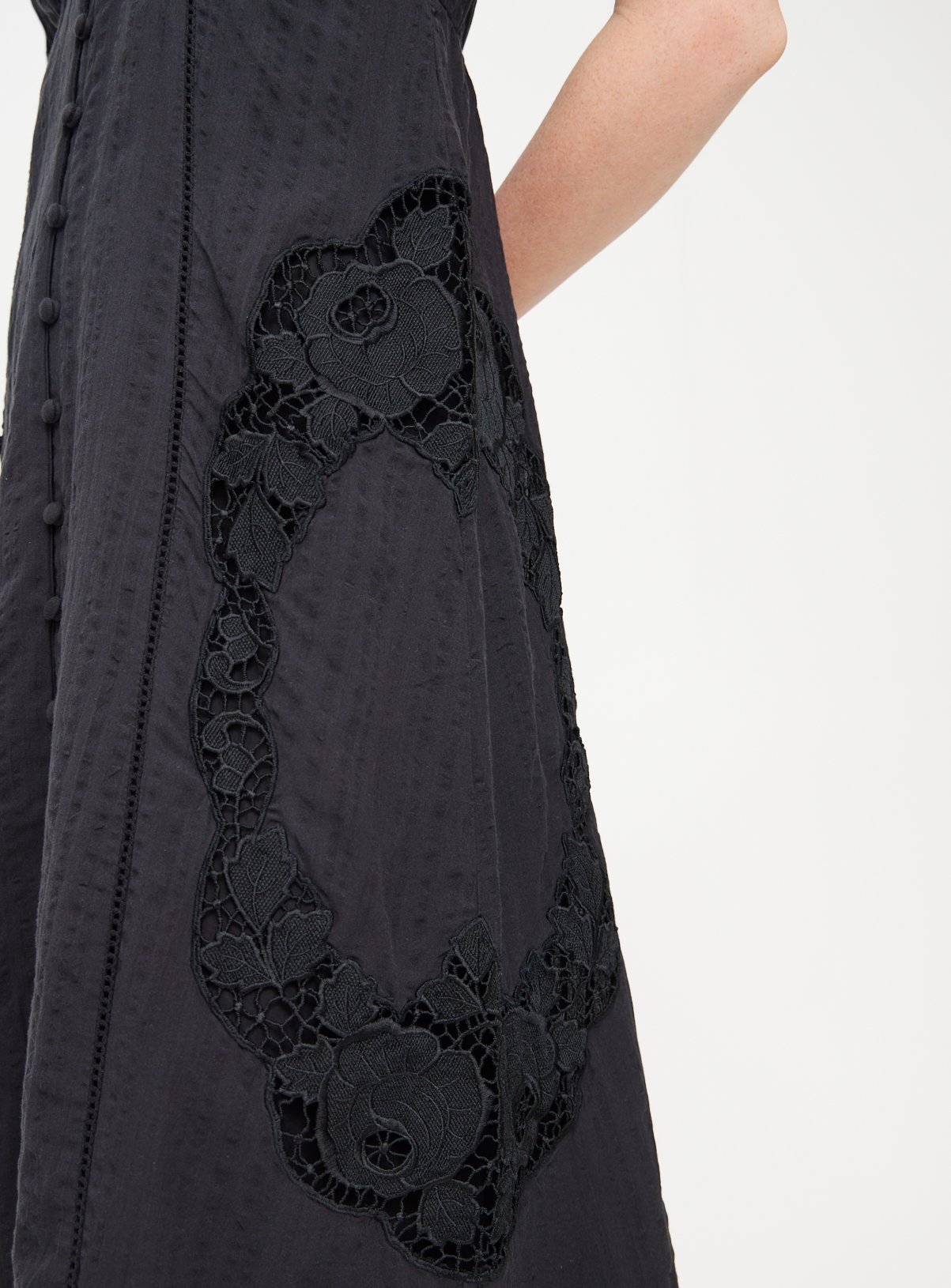 Black Broderie Puff Sleeve Midi Dress 6 - Image 3 thumbnail