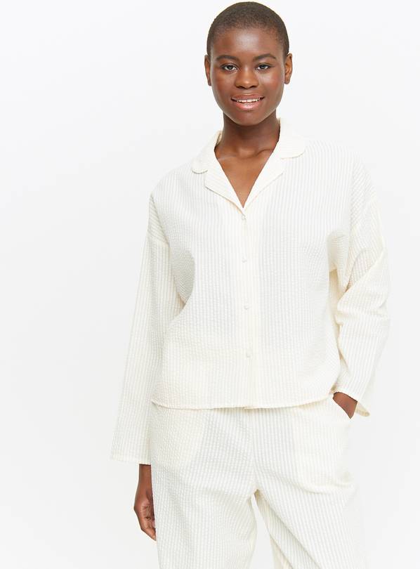 Neutral Stripe Seersucker Pyjama Shirt 12