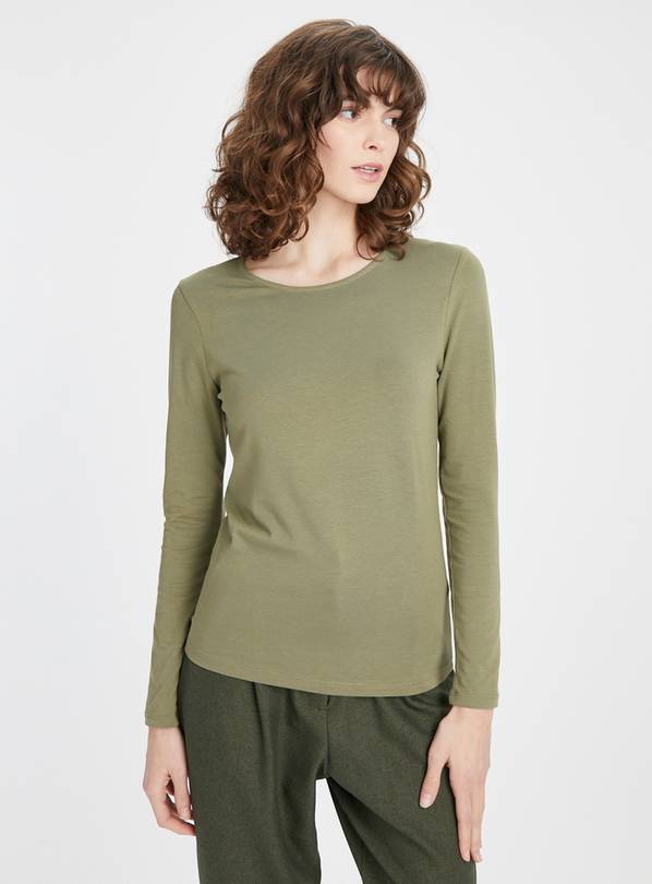 Long Sleeve Scoop-Neck Modal Top