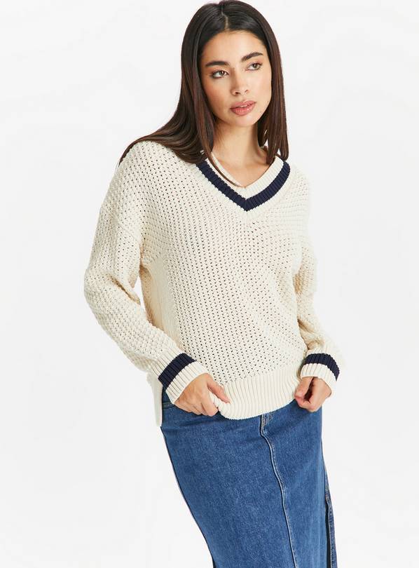 Buy Cream Pointelle V Neck Cricket Jumper 12 Jumpers Argos