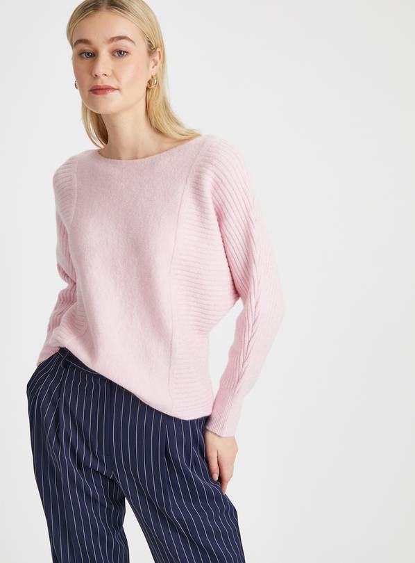 Pink Ribbed Batwing Jumper 12