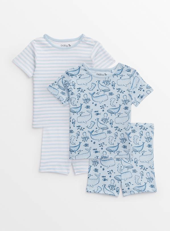 Blue Sealife Pyjamas 2 Pack 6-9 months