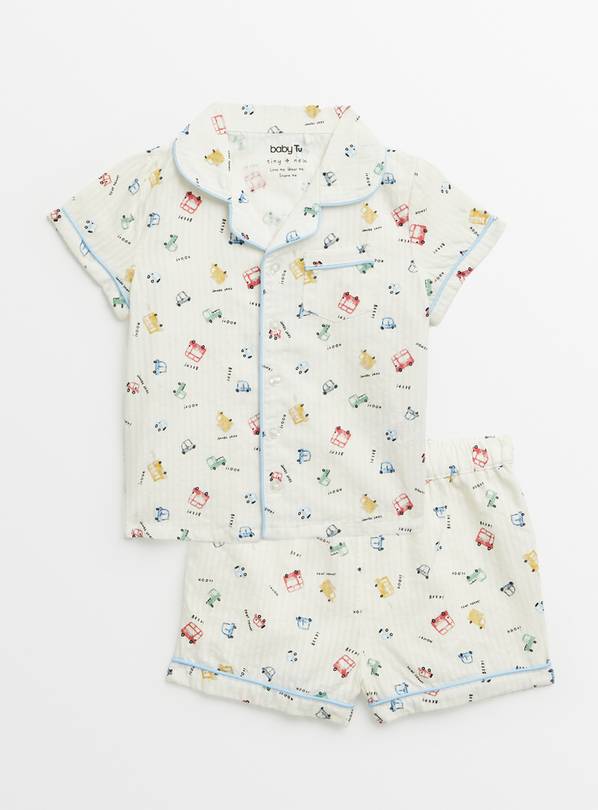 Buy Transport Print Seersucker Shortie Pyjamas 6-9 months | Sleepsuits ...