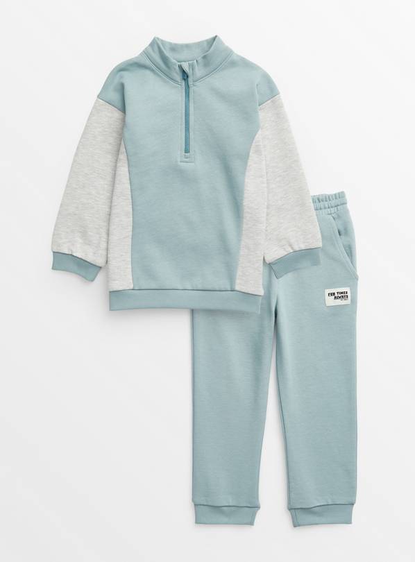 Blue & Grey Half Zip Sweat Set 1-2 years