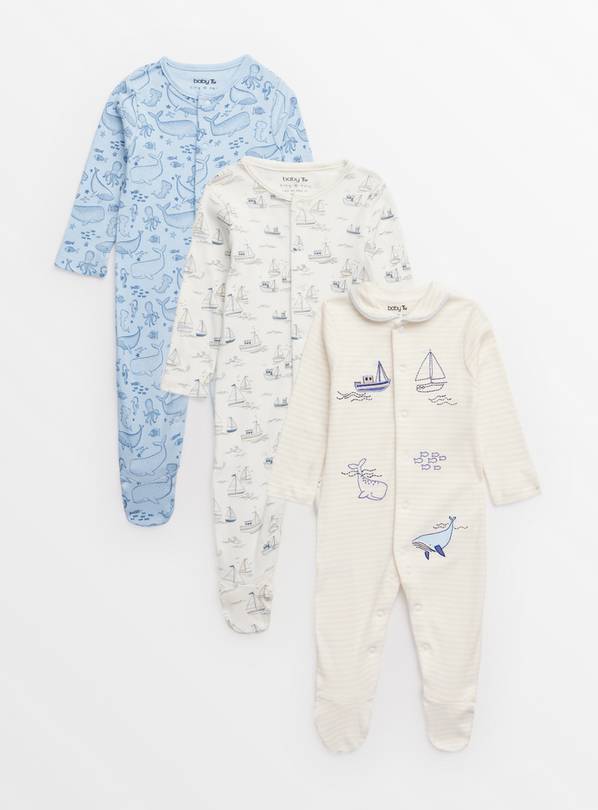 Sailor Organic Sleepsuits 3 Pack 3-6 months