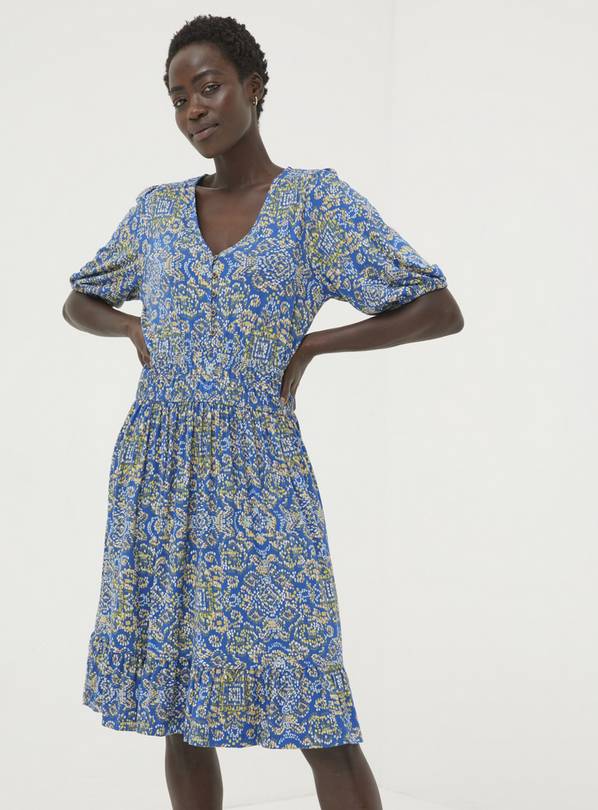 FATFACE Lottie Aztec Texture Jersey Dress 14
