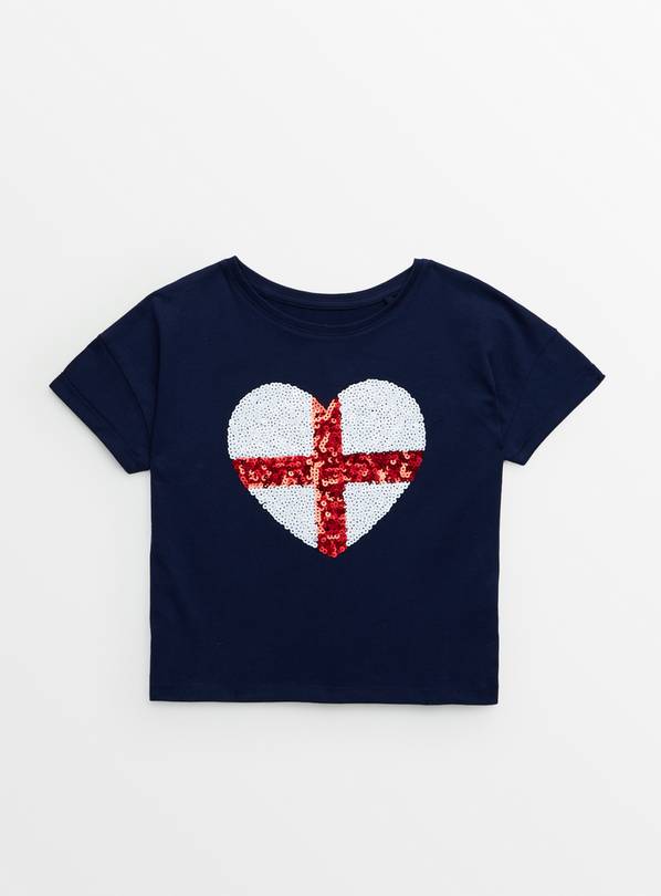 Navy Sequin St George's Cross T-Shirt 12 years