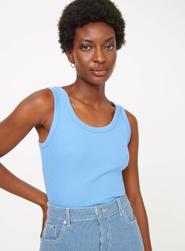 Blue Classic Ribbed Vest Top 20