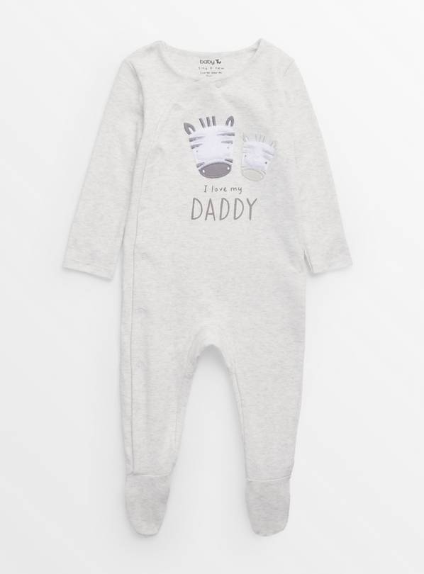 Grey I Love My Daddy Slogan Long Sleeve Sleepsuit Up to 3 mths