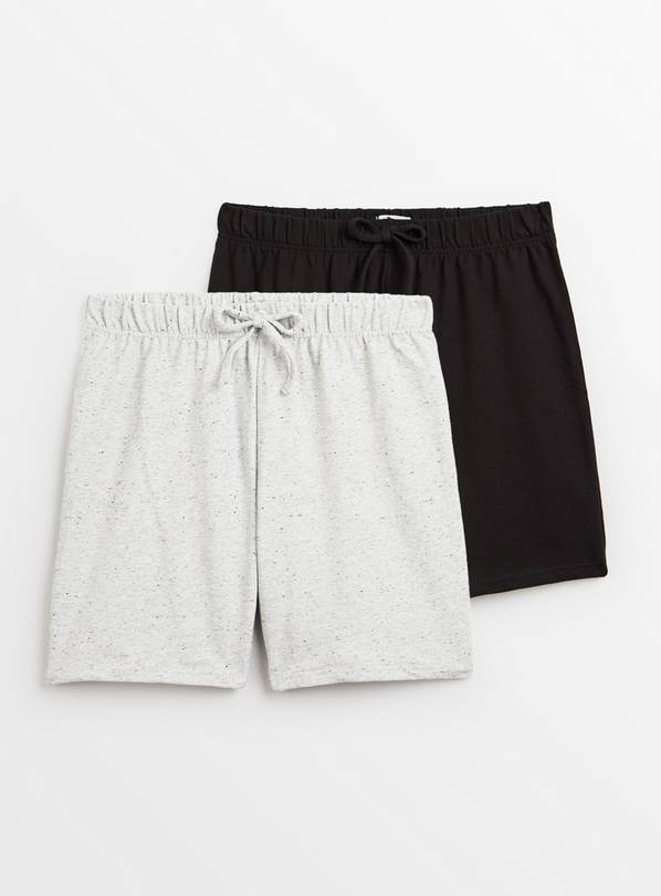 Black & Grey Marl Pyjama Shorts 2 Pack M