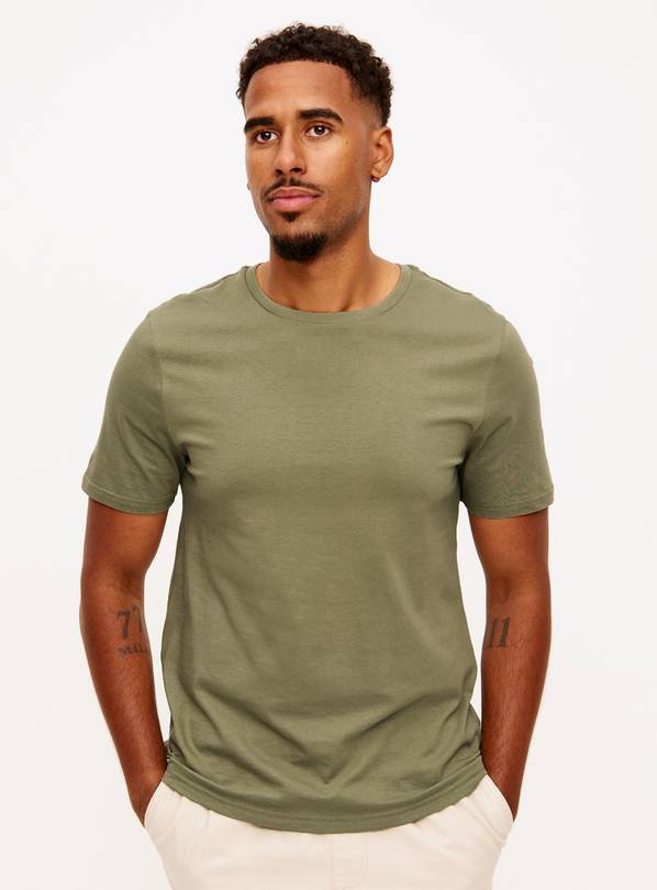  Khaki Plain Crew Neck T-Shirt XL