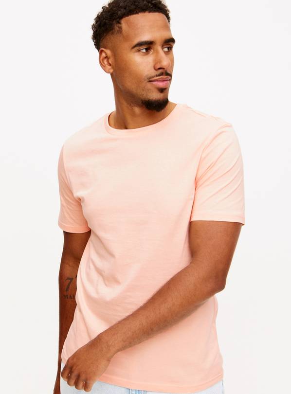 Light Pink Plain Crew Neck T-Shirt XXXL