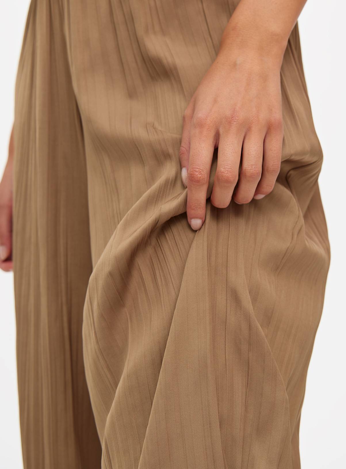 Neutral Pleated Satin Wide Leg Trousers  16 - Image 2
