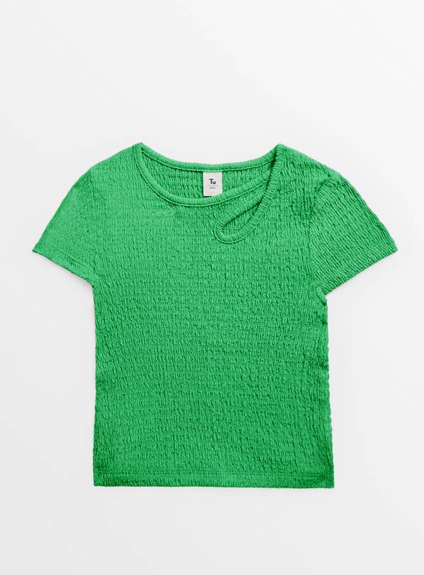 Green Crinkle Cut Out Top 13 years