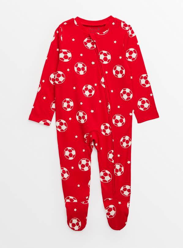 Red Football Print Sleepsuit Up to 3 mths