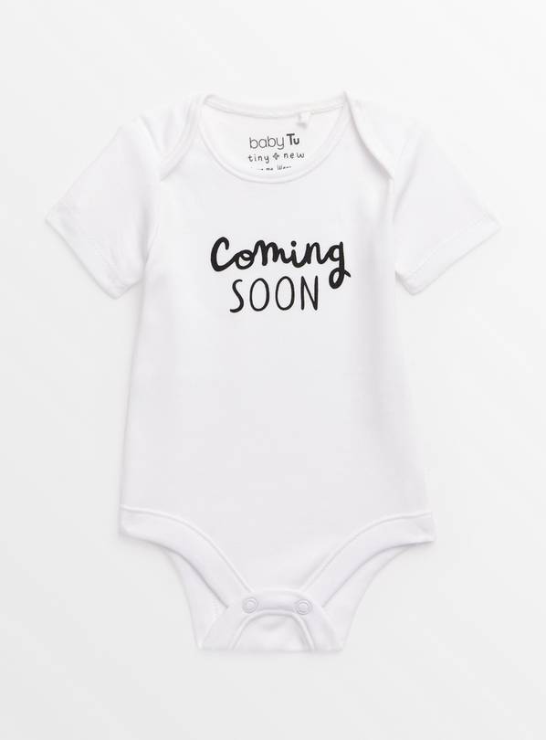 Coming Soon Slogan Short Sleeve Bodysuit Up to 1 mth