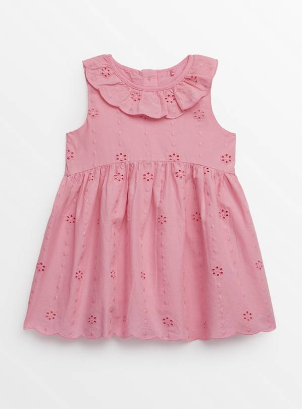 Pink Broderie Sleeveless Dress Up to 3 mths